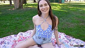 Tess Thompson's Park Pickup Turns Into Car Banging and Deep Throat Facial Cumshot