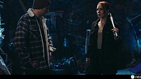 mistress clemence freezes then takes rough face fuck handjob cumshot??