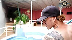 boss jessicaosorio almost fires me but pool fuck saves my job with creampie