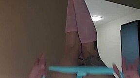 Petite emyangel spreads her tight chat pussy wide open