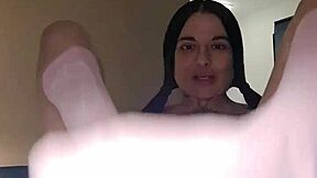 Petite emyangel spreads her tight chat pussy wide open