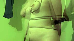 ruler slaps her bound body during intense fuck machine bdsm