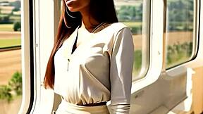 hey, she's flashing that leather skirt on the train... ready for a wild ride? part 1