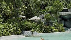 Monika Fox's Big Bikini Tits Tease Poolside Paradise