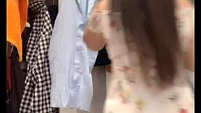 Voyeur thrill of 23yo spanish girl upskirt slip exposed