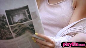 Petite Blonde Russian Milf Rips Clothes to Flaunt Small Tits Outdoors!