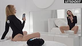 Bonni Gee rides boyfriend's huge cock moaning through romantic missionary and spooning.