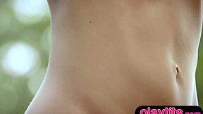 Petite Blonde Russian Milf Rips Clothes to Flaunt Small Tits Outdoors!