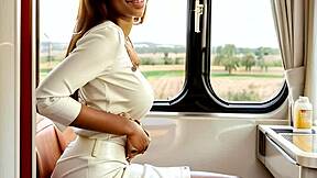 hey, she's flashing that leather skirt on the train... ready for a wild ride? part 1