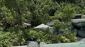 Monika Fox's Big Bikini Tits Tease Poolside Paradise