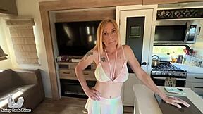 Student Blackmails Teacher Jane Cane for Bareback Bent-Over Big Cock Creampie