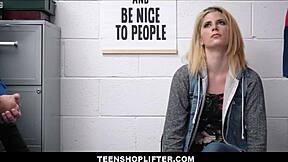 Blonde Teen Madison Haze Teases Guard with Underwear After Shoplifting Bust