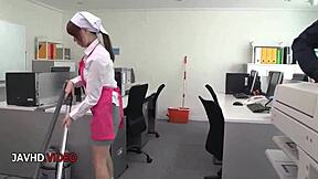 chihiro akino asian office lady sucks hard delivers blowjob creampie finish