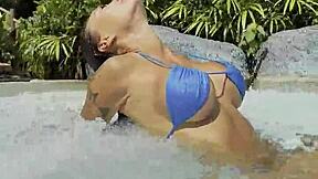 Monika Fox's Big Bikini Tits Tease Poolside Paradise