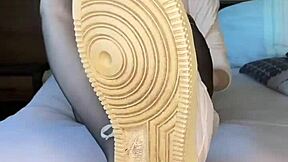 black nylon feet in nike air force crush your fetish dreams!