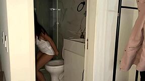 Wife turns hubby into cuckold riding friend's huge cock with creampie finish.