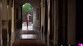 busty blonde cougar strips lingerie but craves more than posing