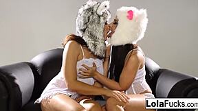 Furry Hat Cuties With LOLA FOXX FUCK Raw Brunette PUSSY