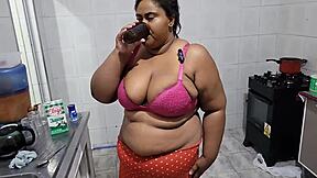 stepson fucks stepmom in kitchen blasts huge cumshot