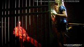 hey these two naughty milf sluts break out horny prisoner for pussy licking cowgirl ride and blowjobs!!