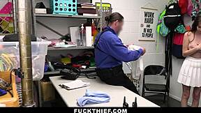 Mall guard makes teen shoplifter suck and fuck before release!