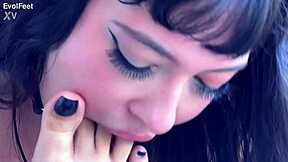 Latina goddess chokes brunette slave on deepthroat while ripping clothes for barefoot toe licking