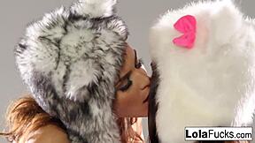 Furry Hat Cuties With LOLA FOXX FUCK Raw Brunette PUSSY