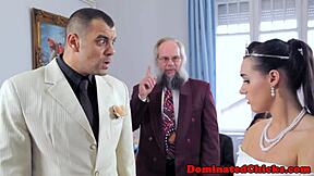 Overwhelmed bride submits to rough domination after wedding vows