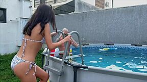 i fucked my friend's wife after pool party creampie cumshot