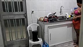 stepson fucks stepmom in kitchen blasts huge cumshot