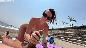 Skinny Babe Deepthroats Big Cock On Nudist Beach Then Hotel Creampie Ride