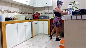 Stepmom and stepson sneak secret homemade fucks alone at home