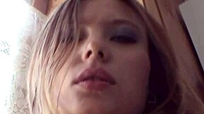 so katrina's in the kitchen feeling her pussy get all wet starts fingering herself hard young blonde can't stop masturbating till she cums
