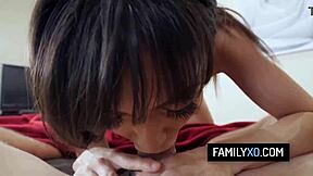 skinny judy jolie deepthroats and fucks stepdad hardcore in bedroom pov