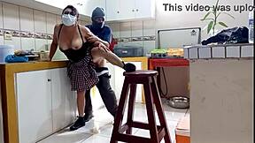 Stepmom and stepson sneak secret homemade fucks alone at home