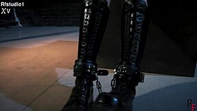 Astrid's Ass Spanked Hard! Submissive Teen Punished with Feet Licking in Garage BDSM!