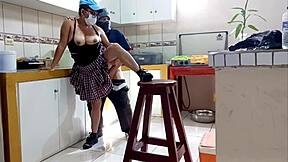 Stepmom and stepson sneak secret homemade fucks alone at home