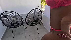 Deepthroating Curvy Brazilian Big Ass on Balcony