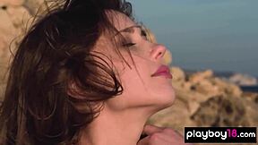 ukrainian teen mila azul strips sexy uniform off big natural boobs