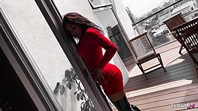 Tanned Latina Model Long Nipples Risky Balcony Fuck Old Tourist