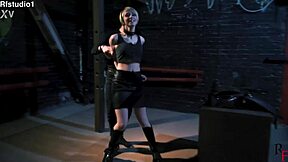 Astrid's Ass Spanked Hard! Submissive Teen Punished with Feet Licking in Garage BDSM!