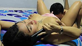 Stepbrother pounds my pussy on phone with boyfriend pov latina tits!