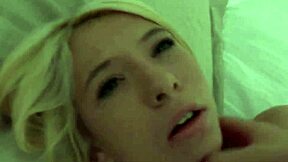 Petite blonde teen sneaks bro into bed for hardcore suck and fuck