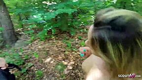 German Tinder student teen fucked hard in woods on first date?