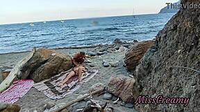 flashing pussy on public beach guy fingers me till risky squirting orgasm misscreamy