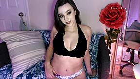 watch mia nyx dildo fuck her wet pussy with dirty joi talk till squirting orgasm?