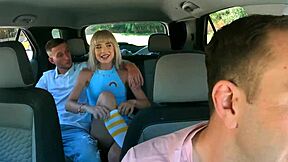 Rideshare Petite Slut Bent Over Spitroasted By Two Cocks Facial Cumshot