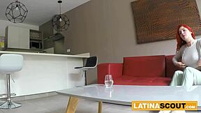 how does this redhead latina bombshell gulp huge cock so deep down her throat?