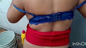 Venezuelan whore keli bends over bed for big cock interracial homemade pounding