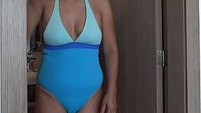 stepmom's bikini slips on beach revealing hairy pussy ass and huge tits just for me!!